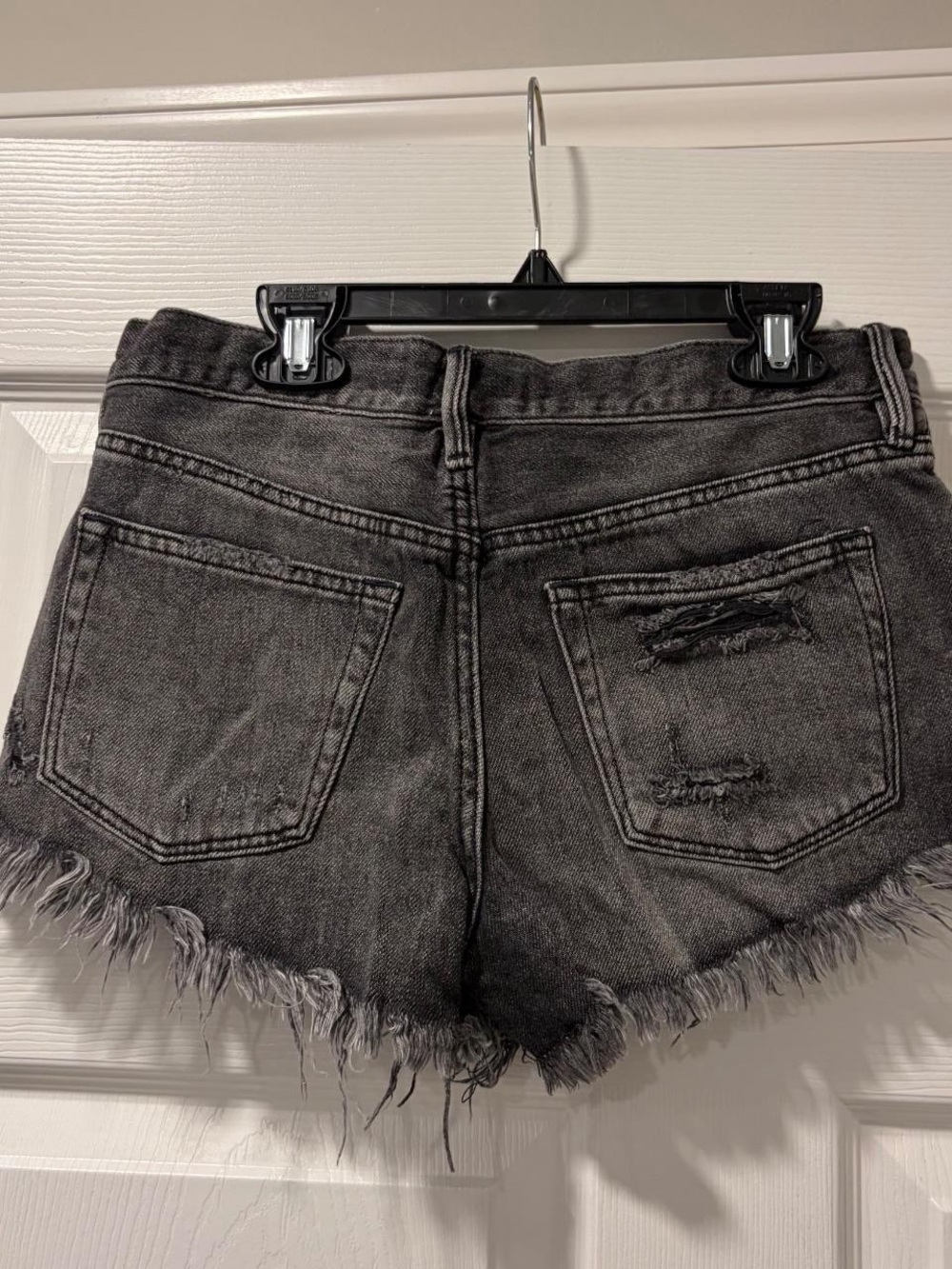 Free People Washed Black Distressed Denim Cutoff Shorts - Picture 2 of 4